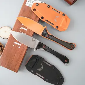 Bm15201 Outdoor Straight Knife, High Hardness Wilderness  Edc Tool, Includes Sheath, Camping Gear, Fruit Knife, Men's Gift folding damascus steel mens holiday olbers ab Portable Multi-Purpose Pocket with Slingshot Attachment