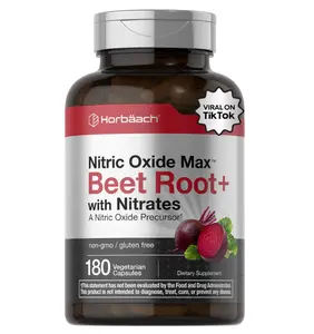 Horbäach Nitric Oxide Beet Root Capsules | 180 Count | with Nitrates and Precursor | for Men and Women | Vegetarian, Non-GMO, Gluten Free Supplement