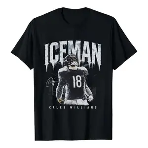 Unisex Caleb Williams Bears Iceman Signature Graphic T-shirt, 100% Cotton Football Lover Tee, Team Fan Gift Merch