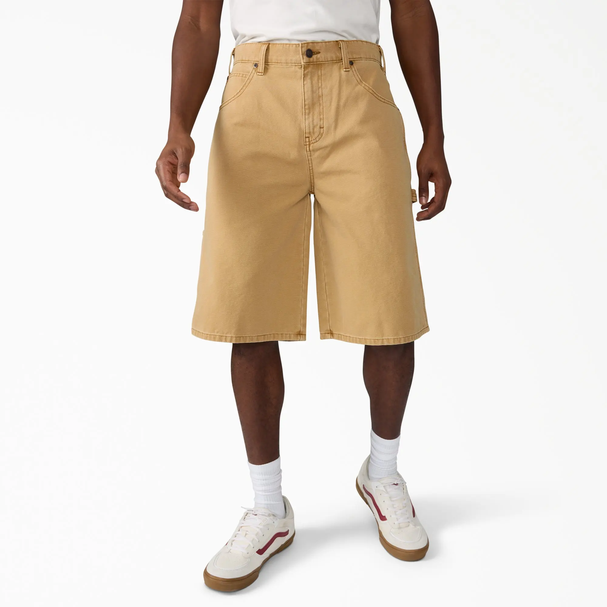 Dickies Worn In Relaxed Carpenter Duck Shorts, 13", 100% Cotton, Relaxed Fit Full Zip, Workwear Casual Everyday Style Classic Fabric