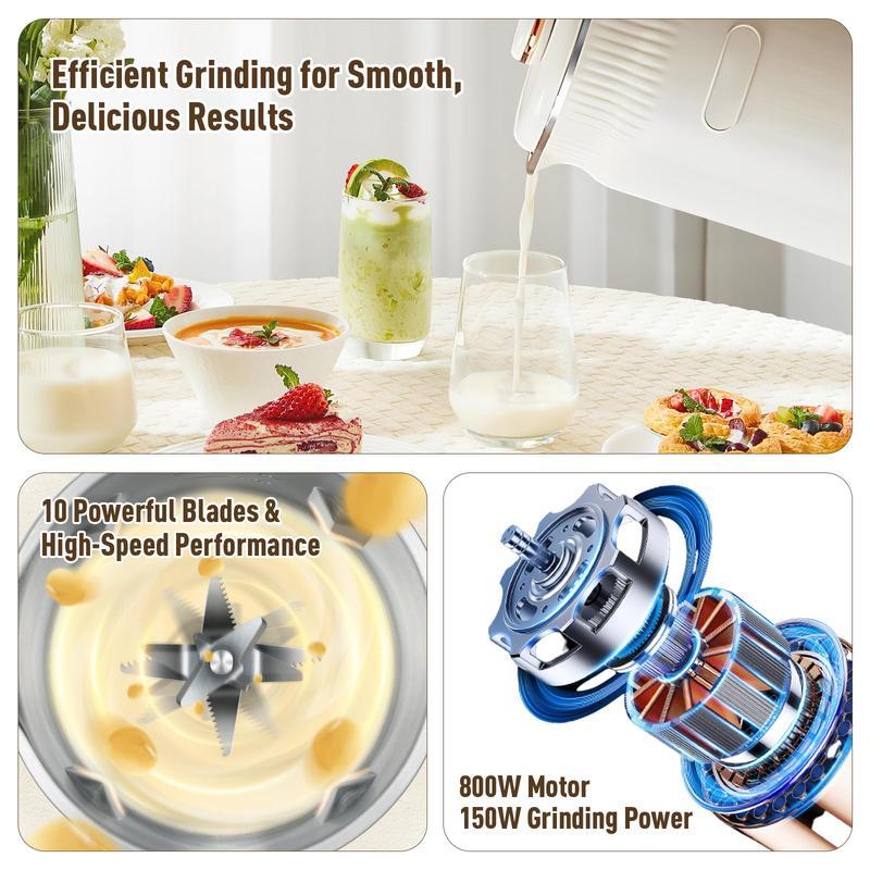 Boyuevi Nut milk maker, 8-in-1 self-made automatic plant, Soy, Almond, Oat, Coconut Milk, etc., multi-functional