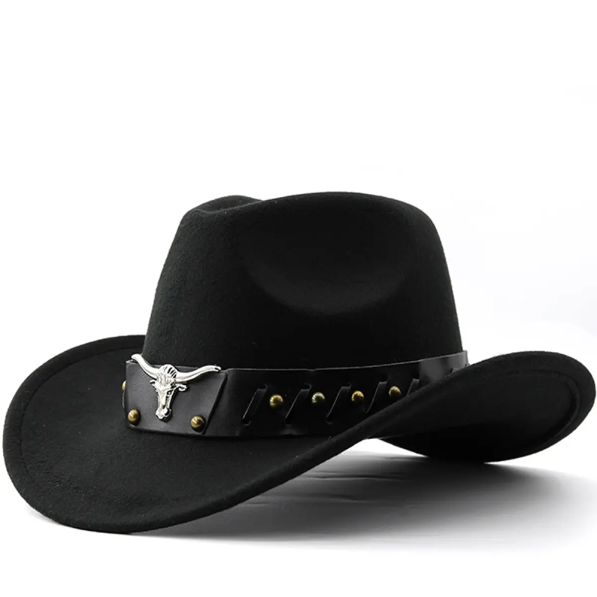 Unisex Retro Wool Felt Cowboy Hat - Stylish Hat, Sturdy, Unisex Fit, Classic Western Style with Rolled Edge, Cow Label, Vintage Wool Texture, Built for Daily Wear, Holds Shape Daily, Shareable Style for Outdoor Riding Sports