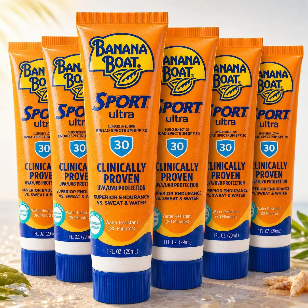 Banana Boat Sport Ultra Sunscreen Lotion Value Bundle (1oz /30ml) Broad Spectrum SPF 30 - Water & Sweat Resistant Clinically Proven UVA/UVB Protection Travel Size Multipack Set