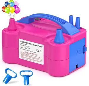 Electric Balloon Pump, Portable Electric Balloon Blower Machine Balloon Air Pump Dual Nozzle Rose Red 110V 600W Balloon Inflator for Party Decorations