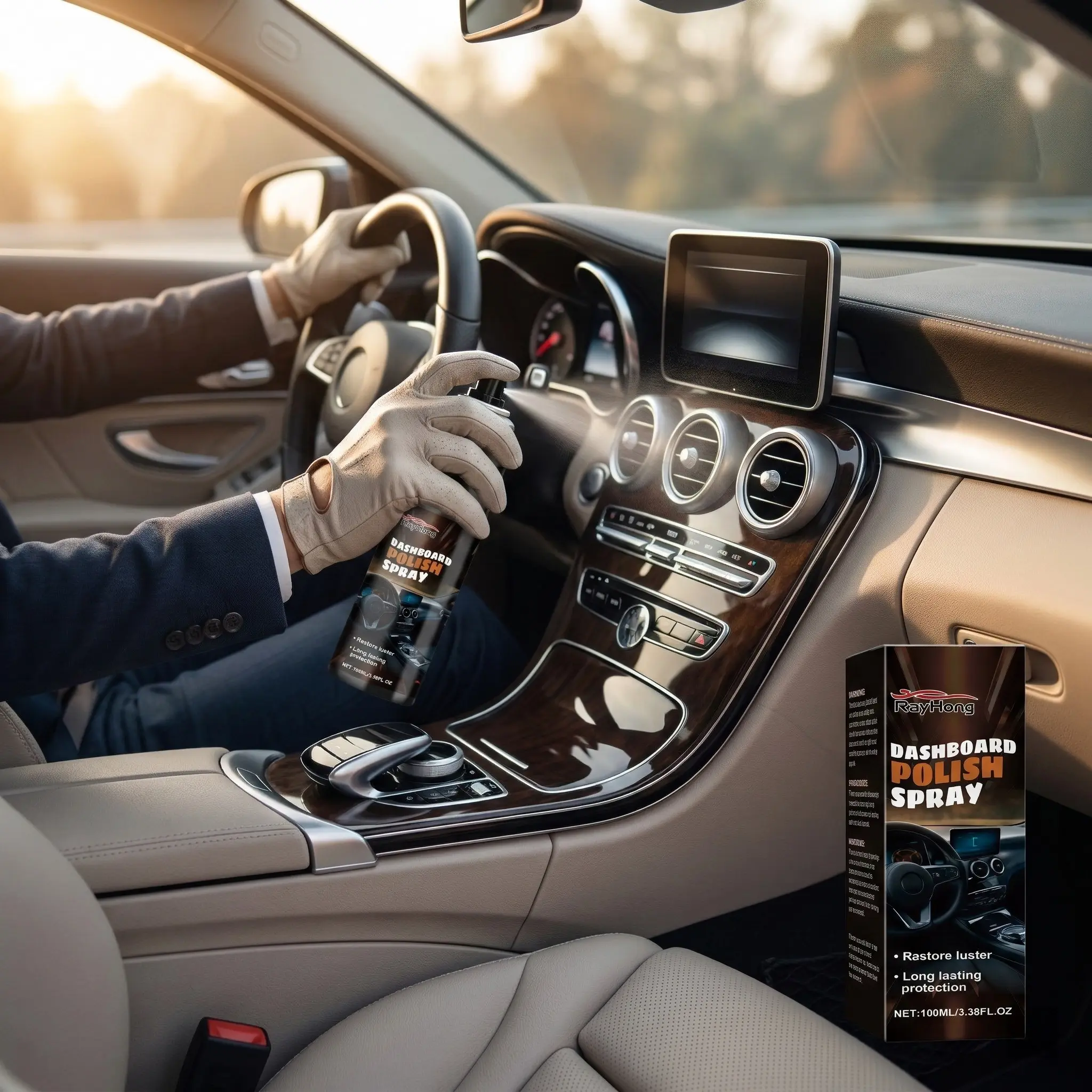 Car Interior Polishing Spray, Daily Maintenance Spray for Cleaning, Dirt Removal and Renovation of Interior Dashboards, Clean, Surface Cleaner