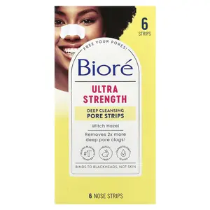 Biore Ultra Strength Deep Cleansing Pore Strips, Witch Hazel, 6 Nose Strips