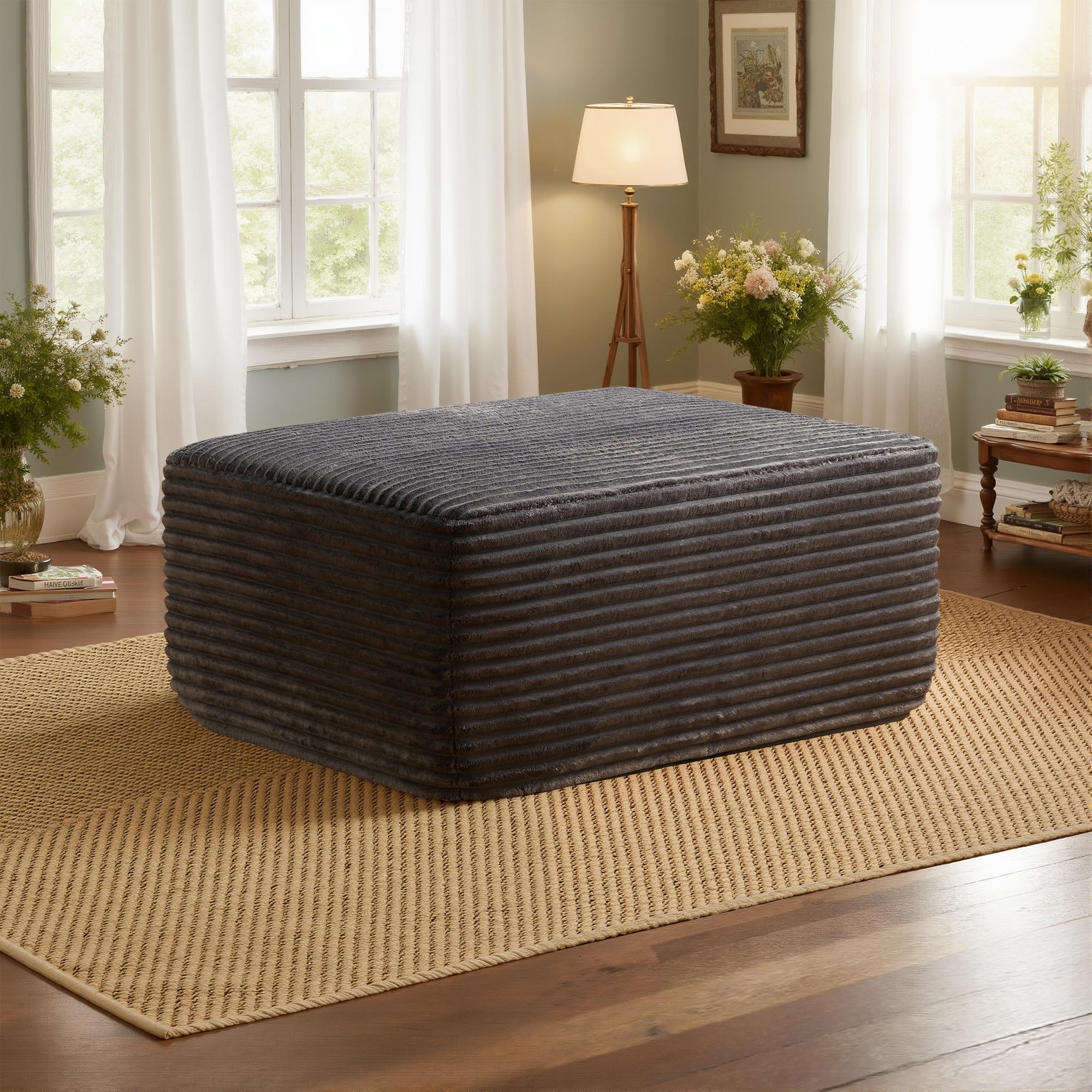 【Stock Up Sale】Ovios 37" Plush Corduroy Cloud Velvet Boneless Ottoman for Sofa Couch, Ottoman Foot Rest, End of Bed Bench, Storage Chest, Load 660 lb, for Living Room, Bedroom, Entryway