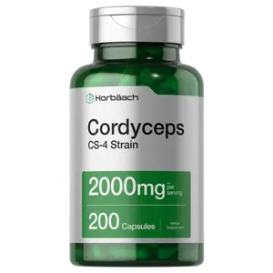 Horbäach Cordyceps Mushroom Capsules 2000mg | 200 Count | CS-4 Strain Cordyceps Sinesis | Non-GMO Herbal Supplement