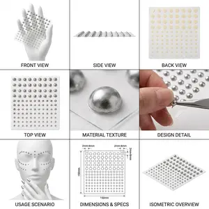 Silver Fake Piercing Stickers - Self-Adhesive No-Needle Body Jewelry, 24-Hour Wear Metallic Studs for Ear/Nose/Belly, Pain-Free Temporary Piercing Look, Bulk Value Pack