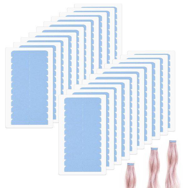 Hair Extension Tape Double Sided Adhesive Tape for Human Hair Extensions Replacement Stickers 20 Sets Blue High-Quality Durable Easy to Use