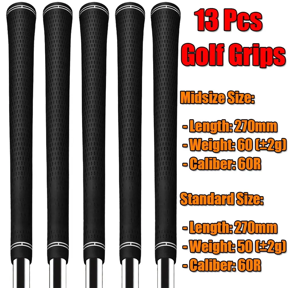 13 Pcs Golf Grips Rubber Non-Slip Golf Club Grip Anti-Slip Grip Standard Midsize