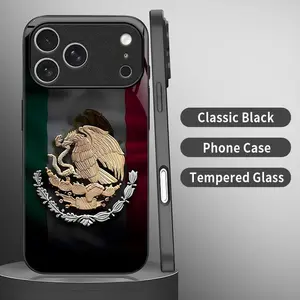 Mexico Flag & Eagle Emblem Art Phone Case |2D Pattern Glossy Glass Feel Patriotic Shockproof Cover | Cool Valentine’s Gift for [iPhone 17 Pro] 952