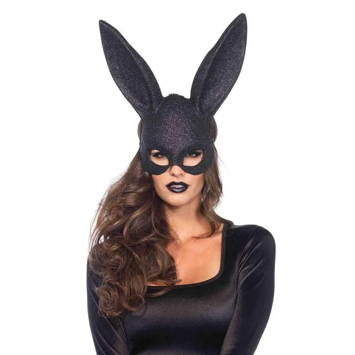 Glitter Masquerade Bunny Rabbit Animal Mask - Plastic 1 Size OS Adults' Halloween Party Prop, Comfortable Festive Supplies Accessory