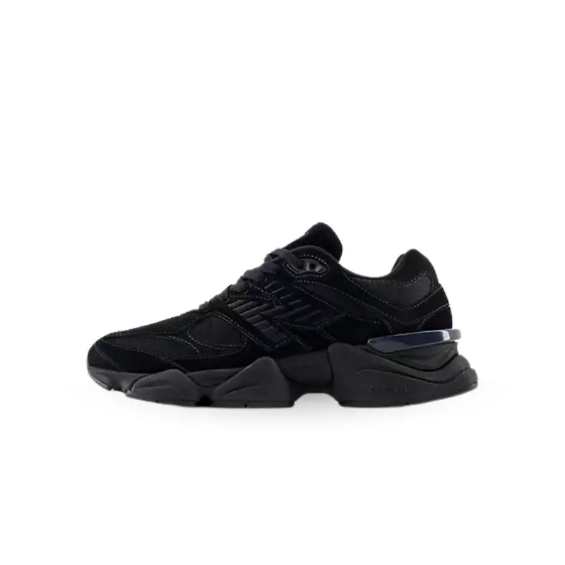 NEW BALANCE 9060 Men's Triple Black Athletic Sneaker in Suede and Mesh with ABZORB & SBS Cushioning, Footwear, Sports Shoes, Training, Sway Bars, 90S Look, Casual Wear, Men's Shoes, Cushioned Midsole, Mesh/Suede, Cr Heel Device, Wavy Lines