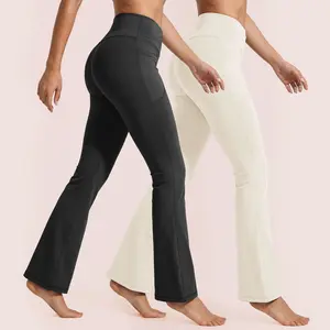 SHOWITTY Outlets Women’s High-Waisted Flare Leggings – Crossover Bootcut Yoga Pants with Pockets for Workout & Lounge