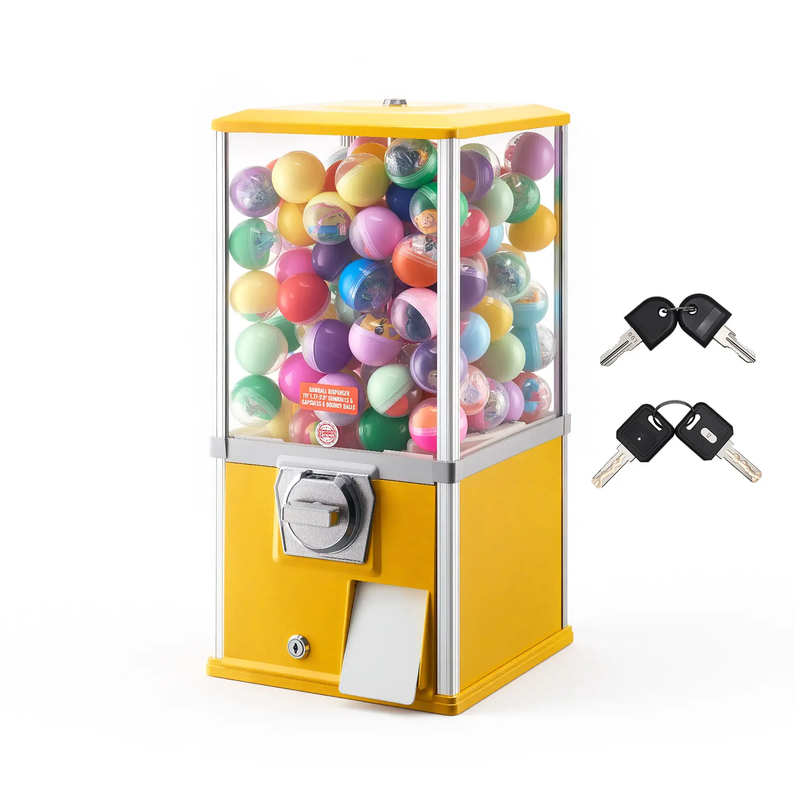 VEVOR Gumball Machine, 21-in Dispensing Candy Vending Machine, 25-Cent Coin Operated, Holds Up to 180 1.77-in Spherical Candies, Ideal for Shopping Malls, Amusement Parks