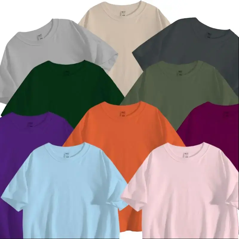 Men's Solid Color Oversized T-Shirt 100% Cotton Loose Fit Plain Basic Tee Casual Streetwear Short Sleeve Top for Daily Wear, Embroidery, Jackets