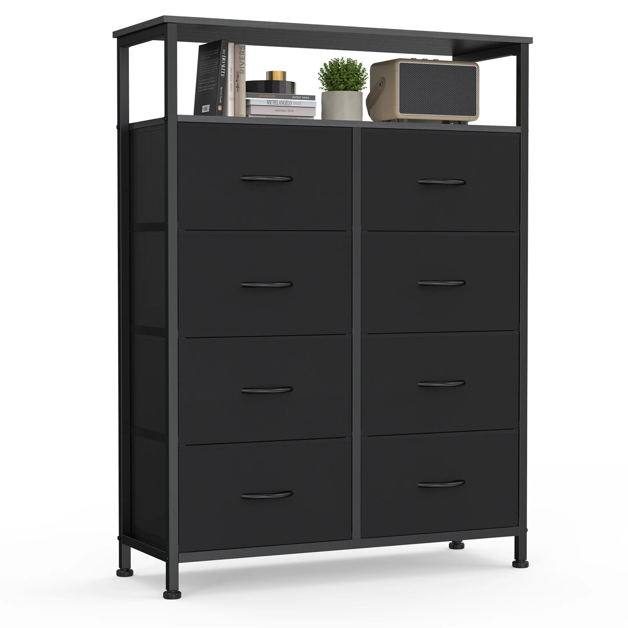 8 Drawers Fabric Dresser, Clothes Storing, Storage Tower Organizer TV Stand, for Bedrooms, Wardrobes, Entryways, and Living Rooms