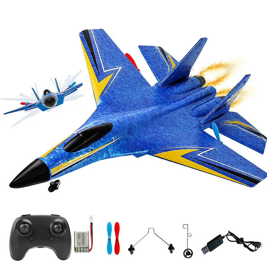 Unisex Remote Control Aircraft RC Glider - Automatic Balancing Gyroscope, Remote Control, Accessories, LED Lights, Construction & Science Toy, Decor-Friendly, for Kids & Adults