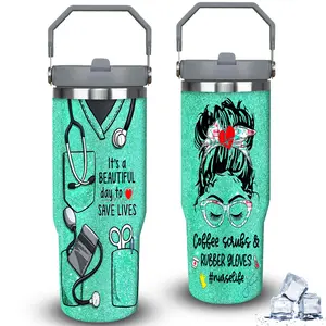 1pc 30oz Nurse Life Stainless Steel Tumbler with Lid, Insulated Travel Mug, Gift for Women Men, Ideal for Halloween, Independence Day, Memorial Birthday Gift, Coffee Cup, weird stuff