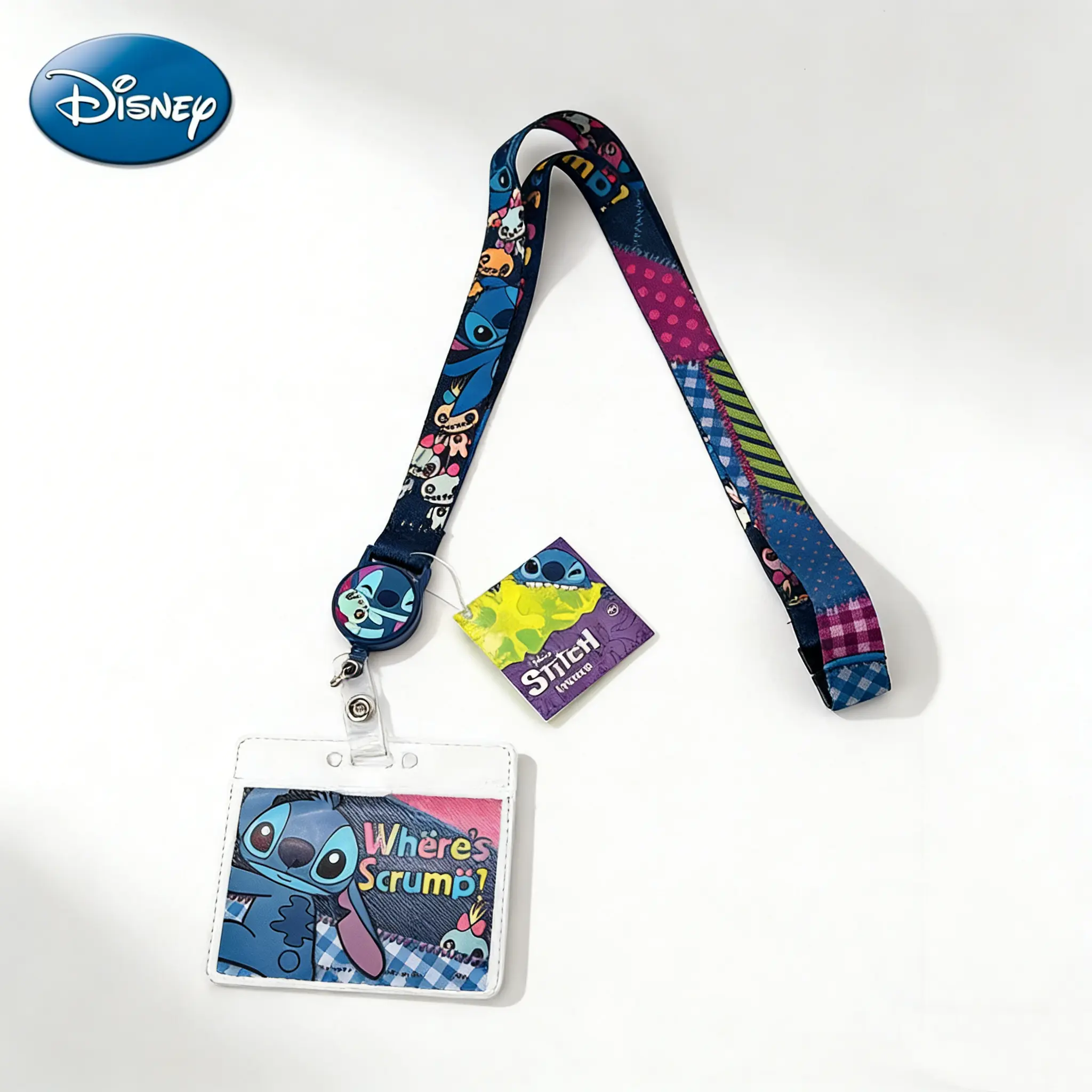 1PC Disney Officially Licensed Stitch Card Holder  Adorable Animal Collectible Anime Peripheral Portable Novelty  Travel Document Passport ID Card Holder Lanyard Bag Daily Accessory Gift