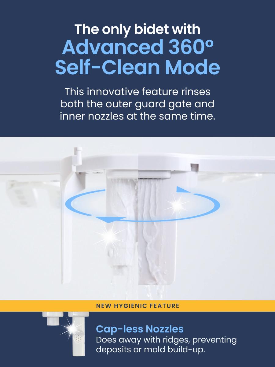 LUXE Bidet NEO 185 Plus - Rear & Feminine Wash, Bidet Attachment for Toilet Seat, Easy Slide-in Installation, Patented 360° Self-Clean, and Flip Feature