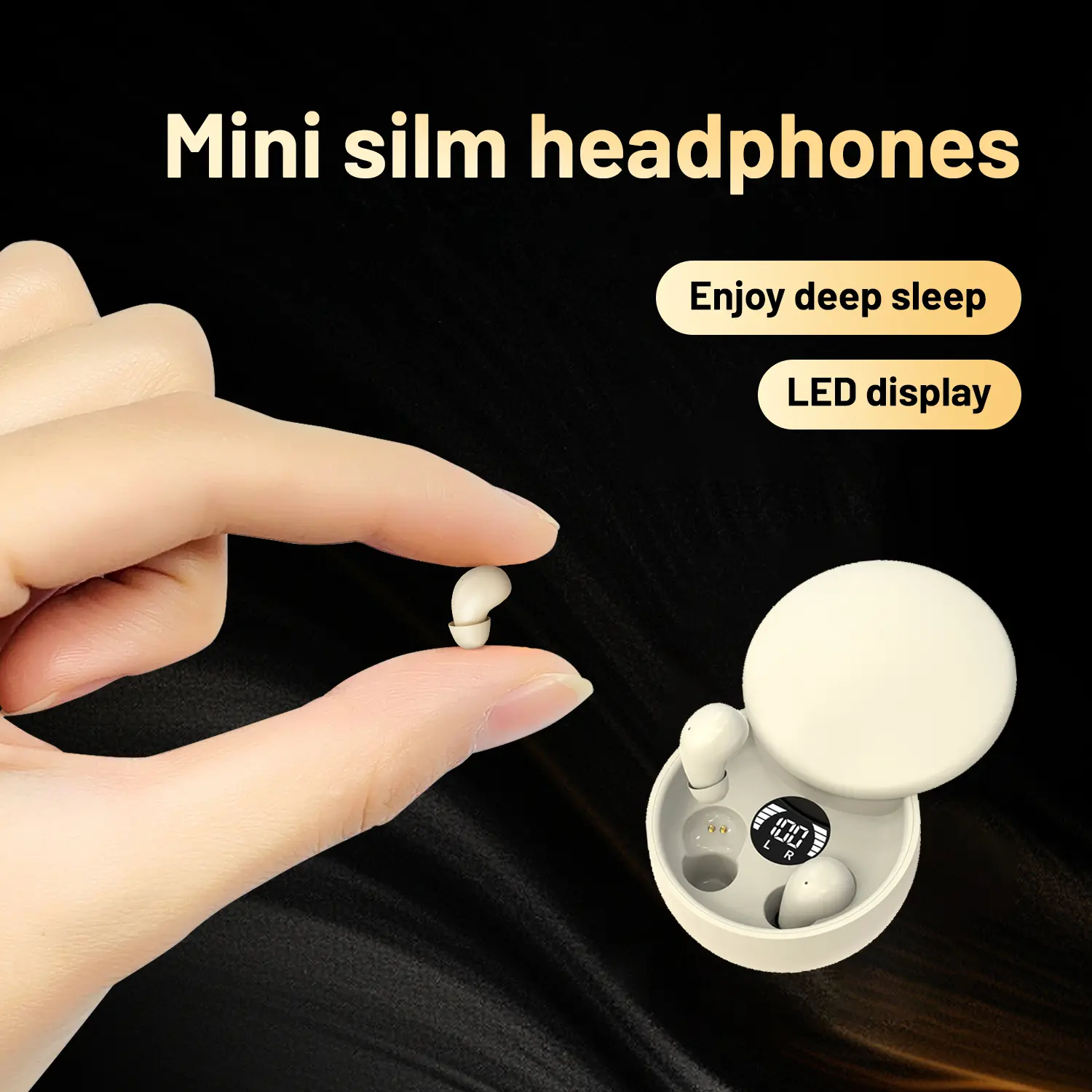 INSONIXN Bluetooth Slider In-Ear Headphones with LED Display, Mini Slim Design, Dual & Active Noise Cancellation, Noise Isolating Silicone Ear Tips, Audio Support, Hifi Sound for Deep Tunes, Sleep Mode for Side Sleepers, Comfortable Fit