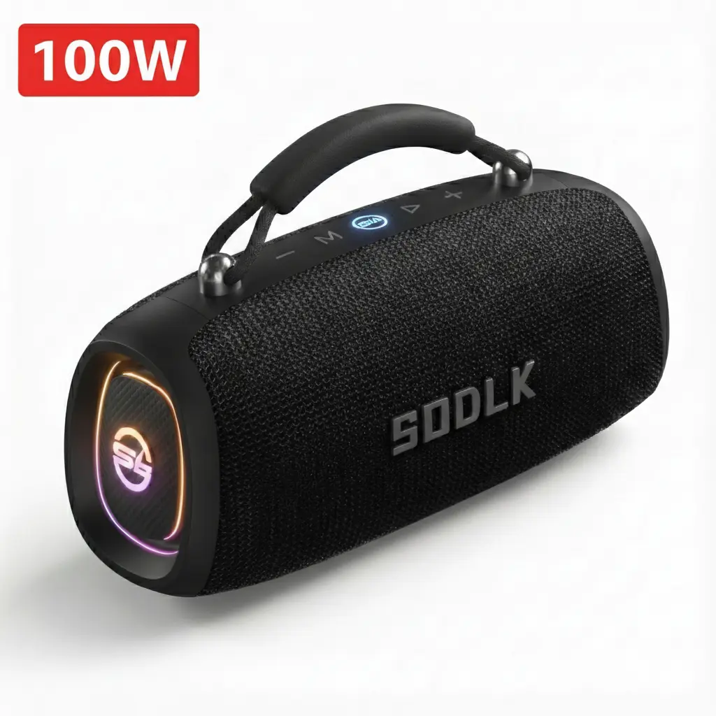 {Summervibes} SODLK 100W Portable Bluetooth Speaker with Handle - Rechargeable Smart Speaker, 9000mAh Battery, 30H Playtime, Deep Bass, IPX6 Waterproof, Wireless Stereo Pairing, 15m Range, Sound Upgrade, Wireless Bluetooth Receiver for Party, Camping Audi