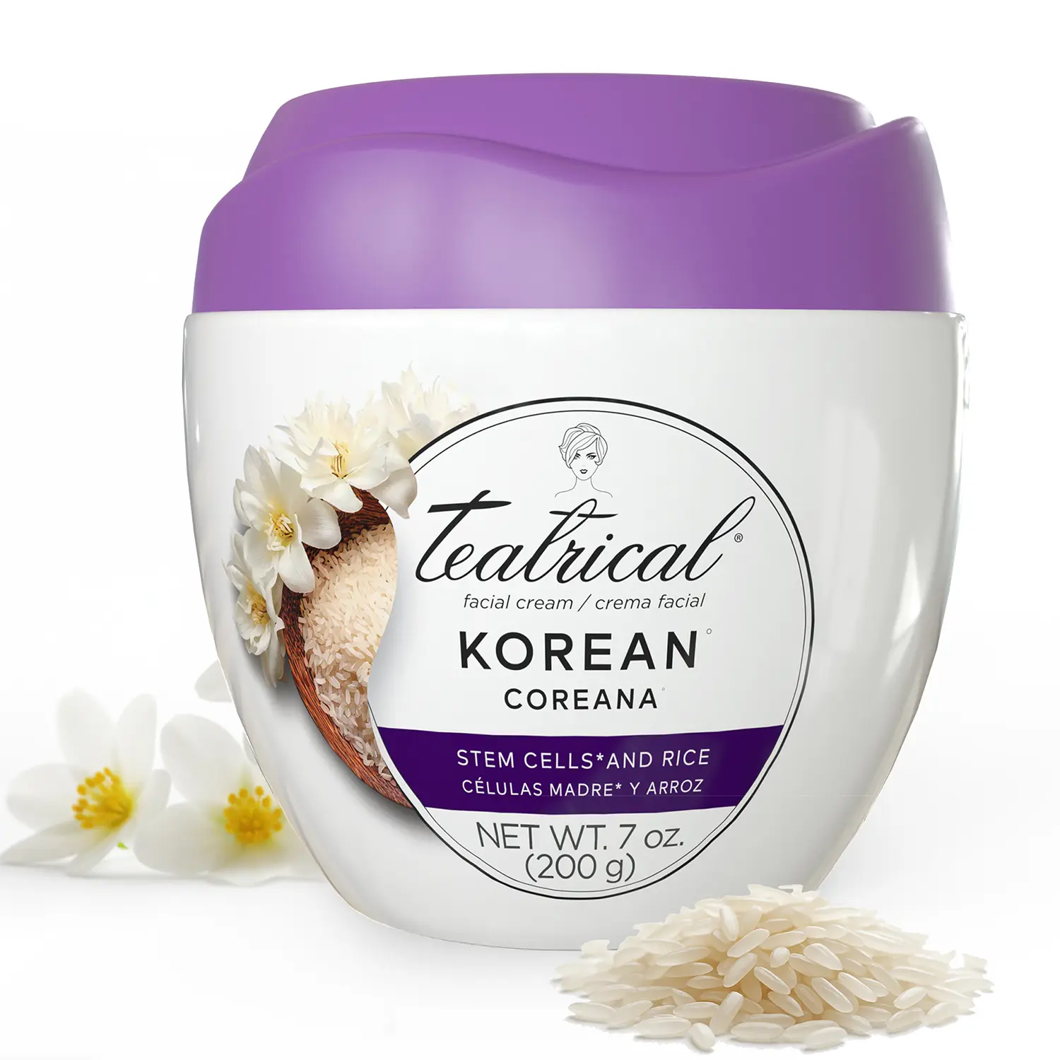 TEATRICAL Korean Stem Cell & Rice Facial Cream, 7 oz - Paraben-Free, Non-Greasy, Lightweight Daily Face Care Product for Women - Moisturizing Hydrator That Evens Tone, Radiant Skin Support, Gifts for Women