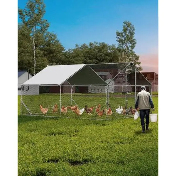 Galvanized Iron Escape-Proof Wire Kennel Enclosure - 3x4x2m Large Outdoor Pet Playpen, Robust Walk-In Dog Training Fence, UV-Resistant All-Weather Covered Roof, Easy Assembly