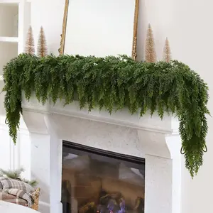 2PCS 6FT Christmas Cedar Garland with 160 Pine Tips, Realistic Faux Garland Artificial Greenery for Fireplace, Table, Wall, Indoor, Outdoor Holiday Home Decorations