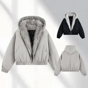 New Hooded Fur Collar Coat Solid Color Fashion Comfortable Jacket Casual Loose Streetwear for Everyday Wear