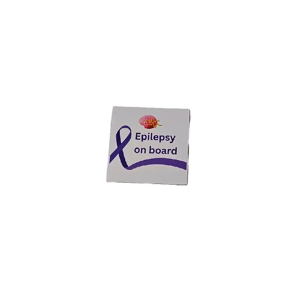 Epilepsy On Board Magnet for Awareness & Safety with Purple Ribbon Design