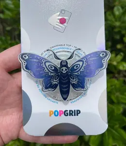 Death Moth Phone Grip, Blue Purple Death Moth PopGrip, Death Moth Stand e reader, Witchy Moth Magsafe Grip Kindle & Phone Accessory