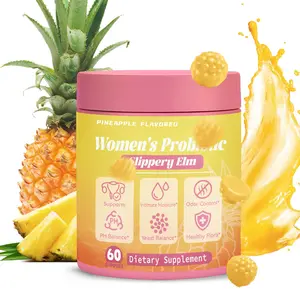 Feminine pH Balance & Dryness Relief Probiotic Gummies | Slippery Elm Prebiotics Lactobacillus Blend | Hawaiian Pineapple 60ct Supplement