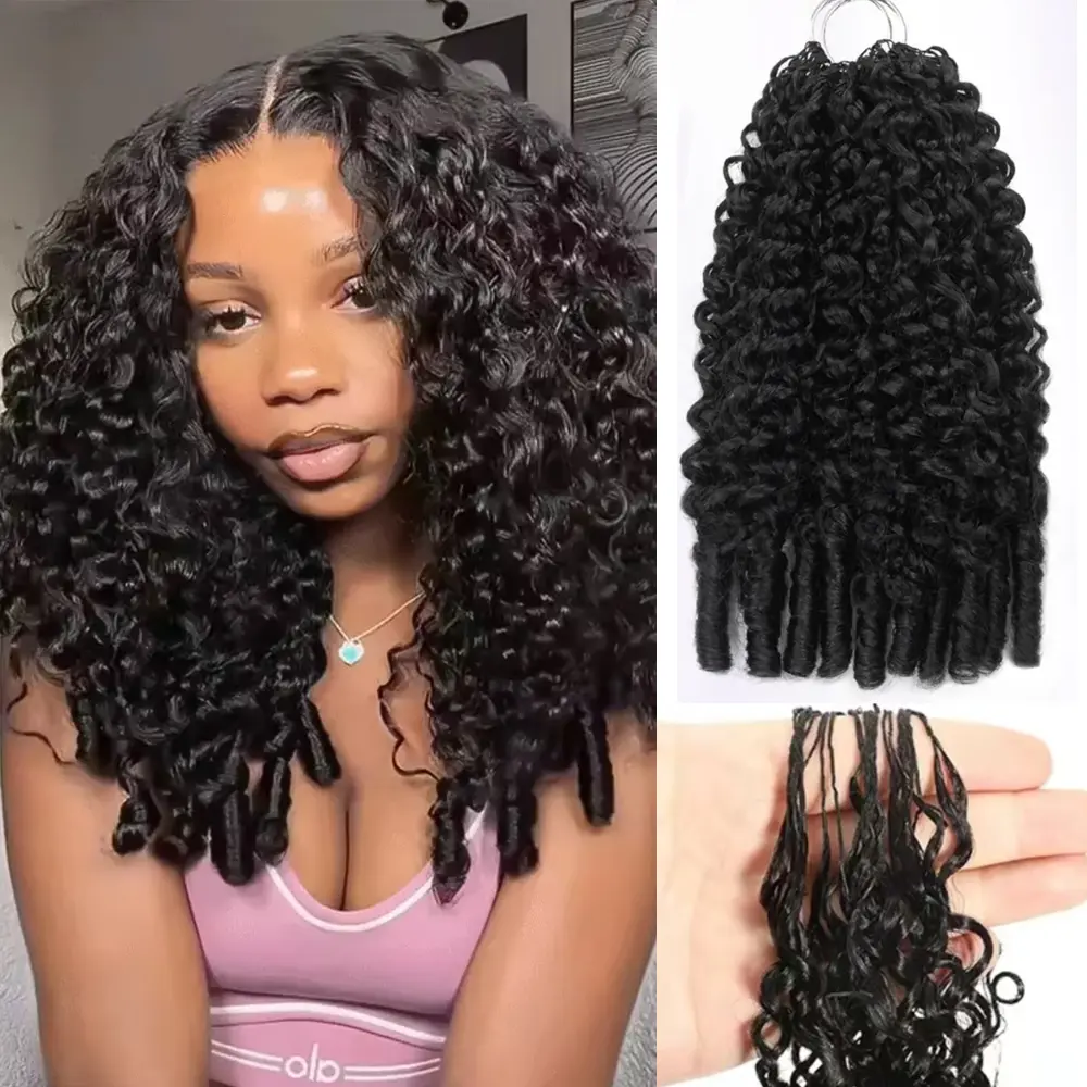 Burmese Curly Crochet Hair Human Hair Extensions Miracle Knots Pre-Separated 50g/Pack (32-38 Strands Per Pack）– Knotless Boho Braids, 4-5 Packs for Full Head, Multiple Curly & Wave Textures Protective Hairstyles For Black Women backtoschool