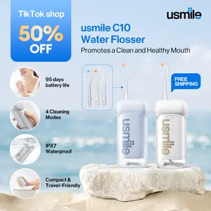 usmile C10 Cordless Water Flosser, 99% Plaque Removal, IPX7 Waterproof, 95-Day Battery Life, 3 Tips Included