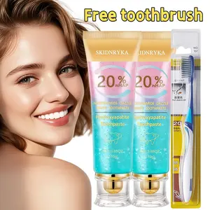 20% Whitening Hydroxyapatite Toothpaste, Contains Niacinamide, Cleans Teeth, Freshens Breath, Mint Flavor, Brightens Teeth Through Brushing, Gentle Non-Irritating Formula, Oral Care Gift, Travel Size, Includes Toothbrush