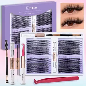 ISEEN 30D+40D Eyelash Clusters Natural Soft-Curl Thick Crystal Curl Lifting Individual Cluster Lashes with Bond Seal and Lash Remover