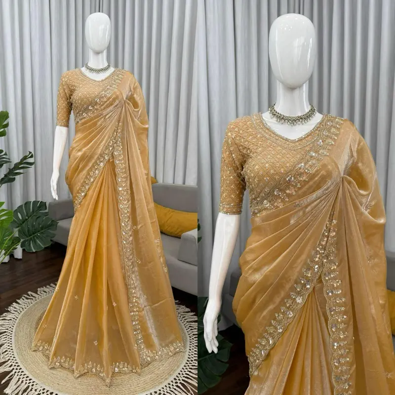 Ready to wear party wear saree premium quality boutique work heavy embroidery blouse