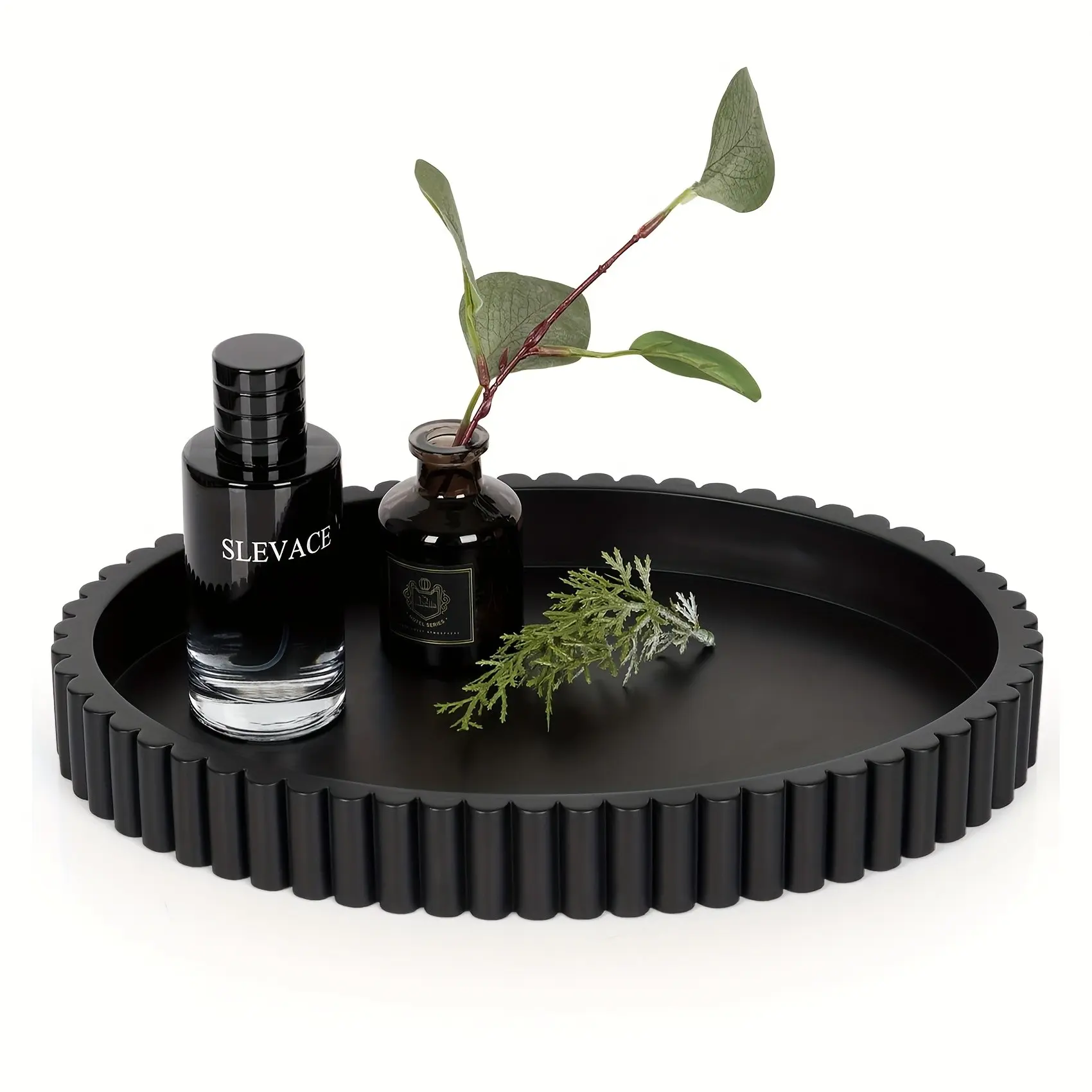 Modern Silicone Round Tray, Minimalist Art Centerpiece for Elegant Coffee Table and Coffee Bar Decor, Home Decoration and Perfume Display