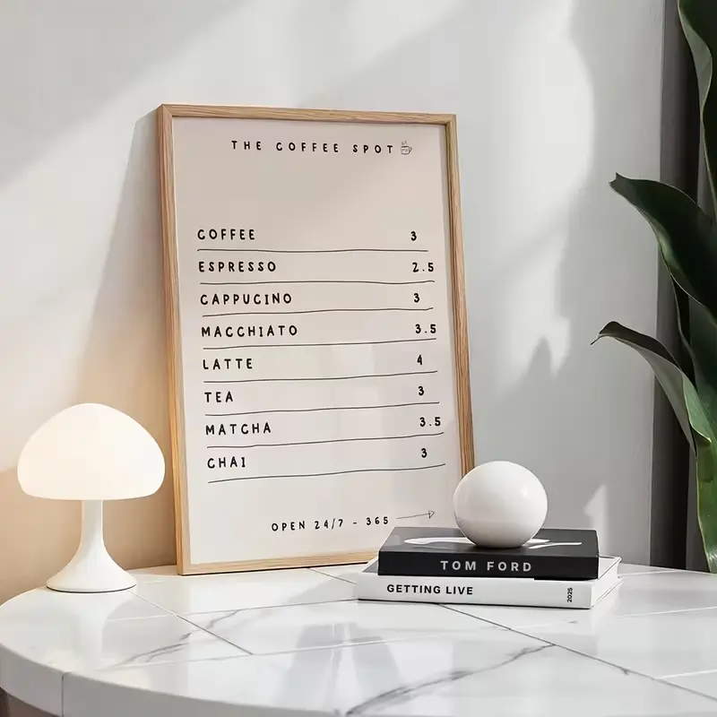 [UNFRAMED POSTER] Coffee Menu Poster for Café Printing, Vintage Coffee Art Espresso Print, Breakfast Coffee Bar Decoration, Modern Kitchen Wall Art, Stylish Kitchen Poster, Unframed