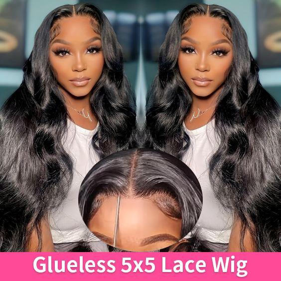 Bling Hair Glueless Body Wave 5x5 Transparent Lace Closure Wig Preplucked 30 32 Inch Body Wave Wigs Human Hair Ready to Wear 6x4 Lace Front Wig For Women