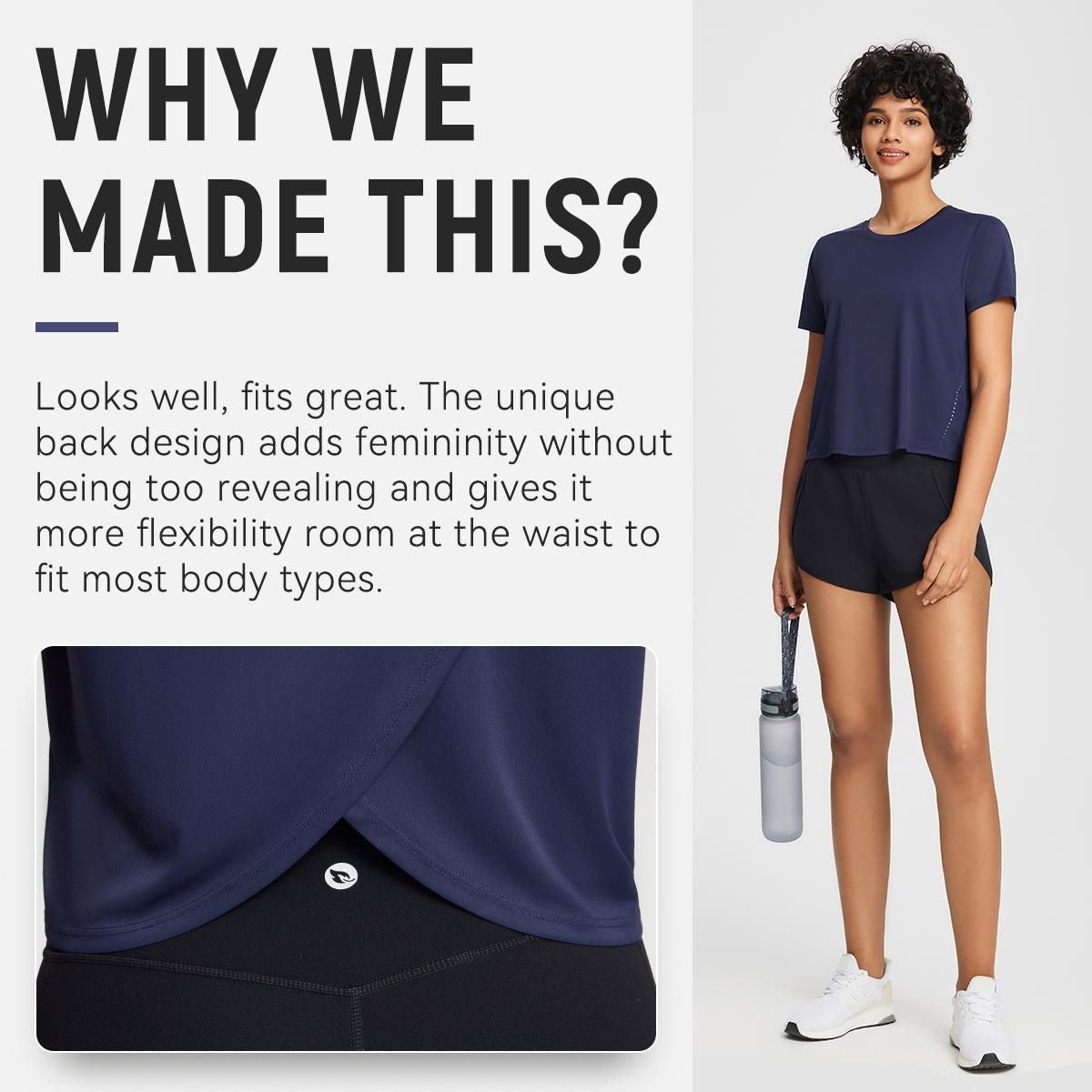 baleaf Women's Workout Tops Athletic Shirts Cropped Short Sleeve Split Back Running Gym Quick Dry Sun Protection UPF 50+ baleaf Women's Workout Tops Athletic Shirts Cropped Short Sleeve Split Back Running Gym Quick Dry Sun Protection UPF 50+