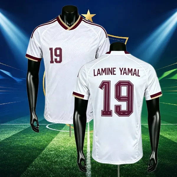 2026 Away Spain white No.19 Yamal Short sleeve soccer jersey