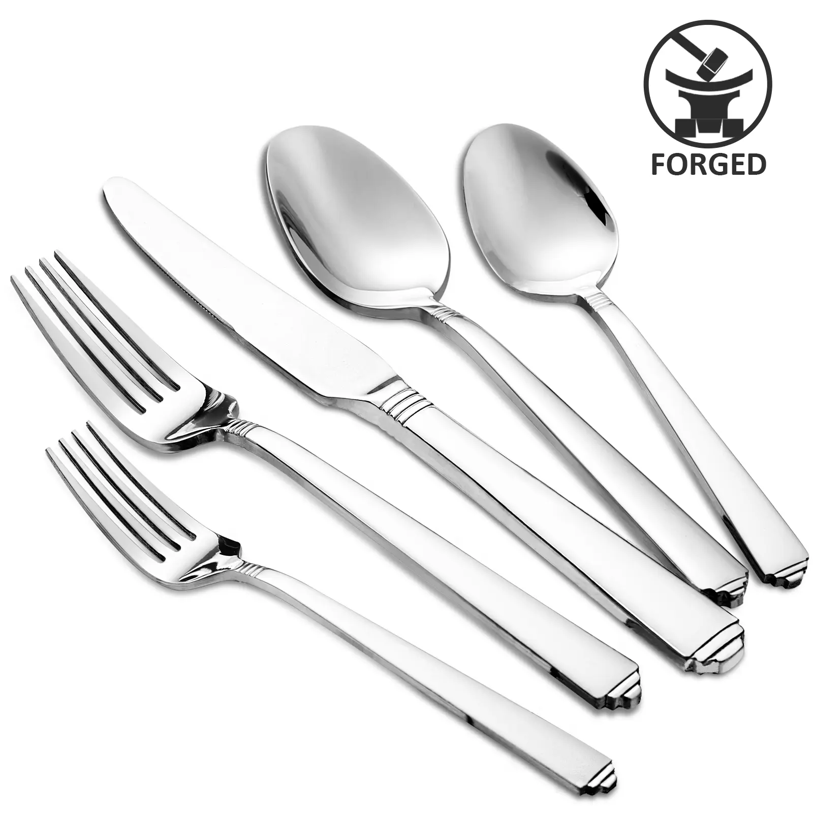 20-Piece Forged Stainless Steel Cutlery Set - 4-Person Silverware with Spoons, Forks, Knives, Dessert Spoons, Heat-Resistant, Corrosion-Resistant, Dishwasher-Safe, Smooth Handwash Tableware for Home, Wedding-Ready Utensils, Dessert Spoon Ready