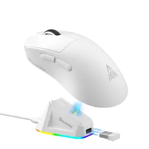 SOLAKAKA SM822 Tri-Mode Wireless Gaming  Mouse with RGB Charging Dock, 24000 DPI PAW3311 Sensor, 62g Ultra Lightweight Programmable  for PC Gamer gaming accessories