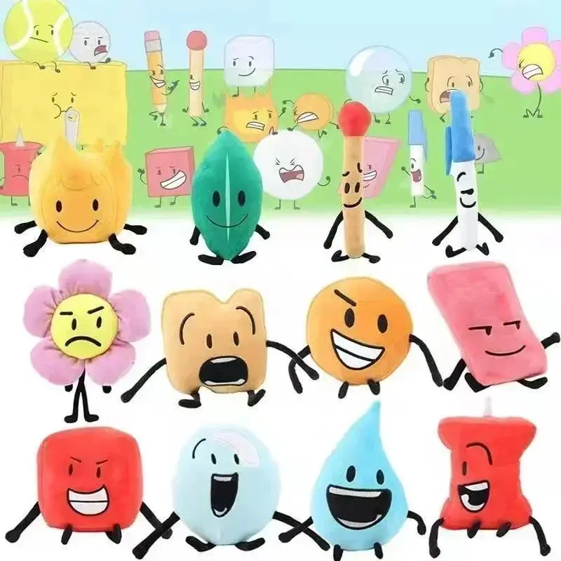 Battle for Dream Island Plush Dolls, BFDI Toys (Leafy, Firey, Flower, Waterdrop, Bubble) - Cute Stuffed Animals, Cuddly Doll Gifts, Soft Huggable Soft Squishy Companions for Kids, Cute Stuffed Animal