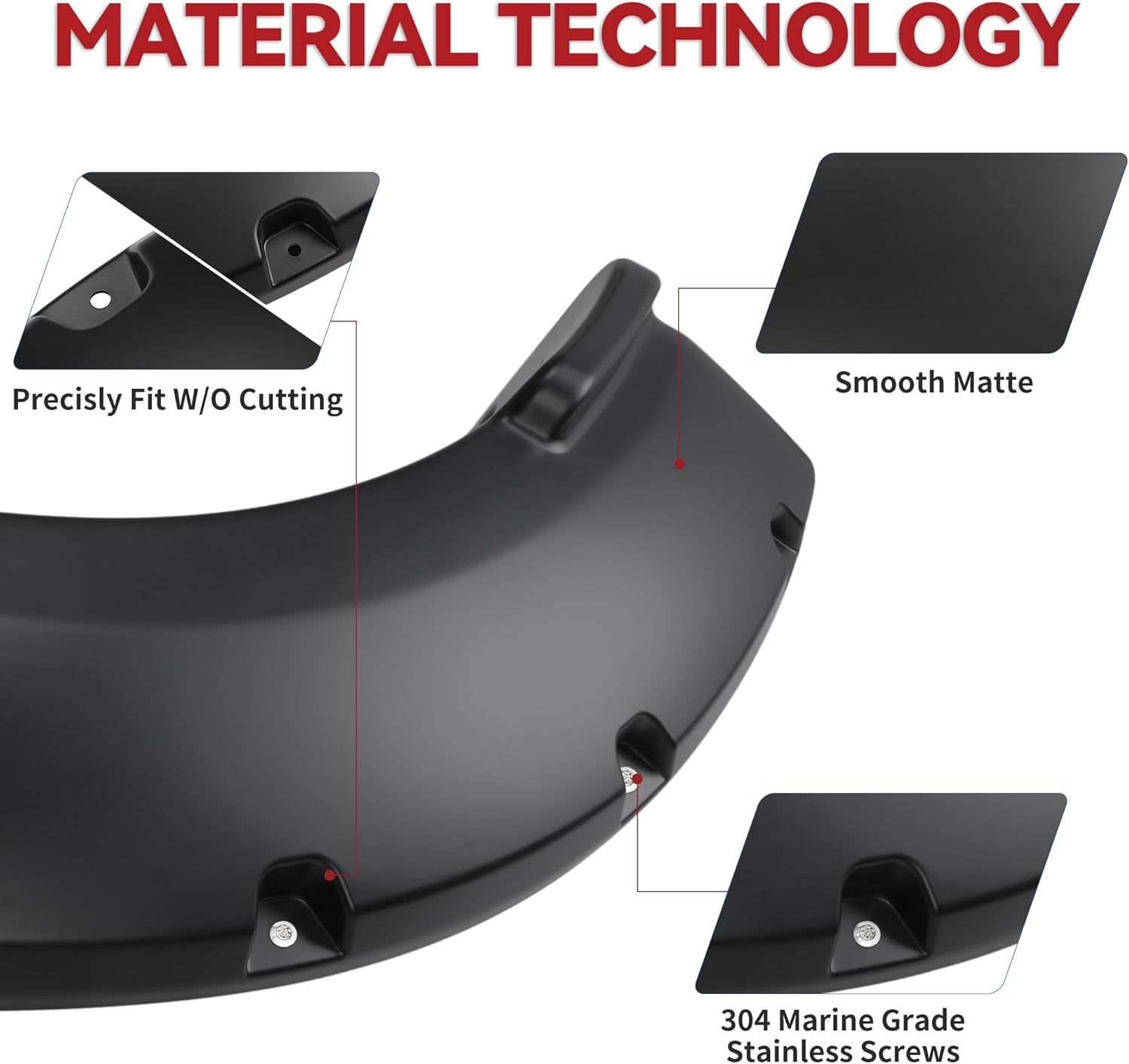 YITAMOTOR Fender Flares, Compatible with 2008-2010 Ford F-250 F-350 Super Duty, Smooth Black Finish Front Rear Wheels Pocket Rivet Style Resistant Mud Flaps