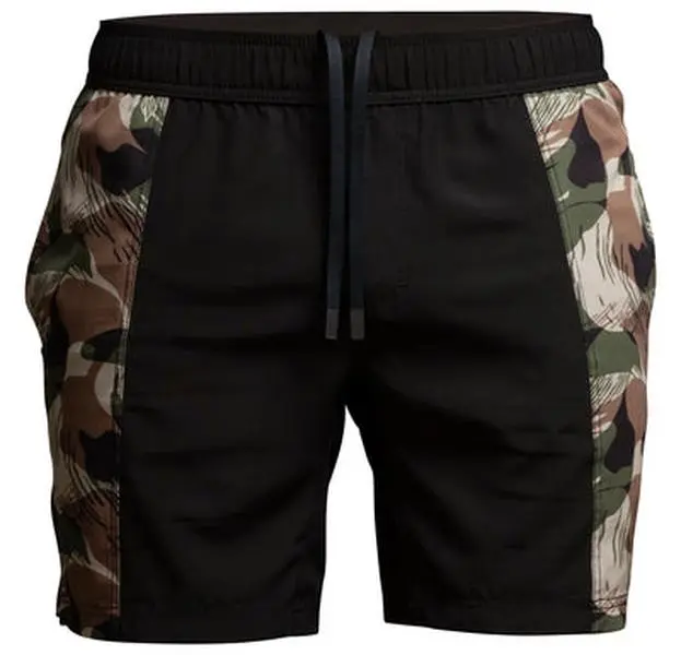 Men's Recon Performance Fight Shorts - Rhodesian Camo, Lightweight Polyester-Spandex Fabric, Drawstring, Pockets, 6.5" Inseam